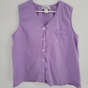 Anthony Richards Lavender Button Down Sleeveless Shirt 100% Cotton XL